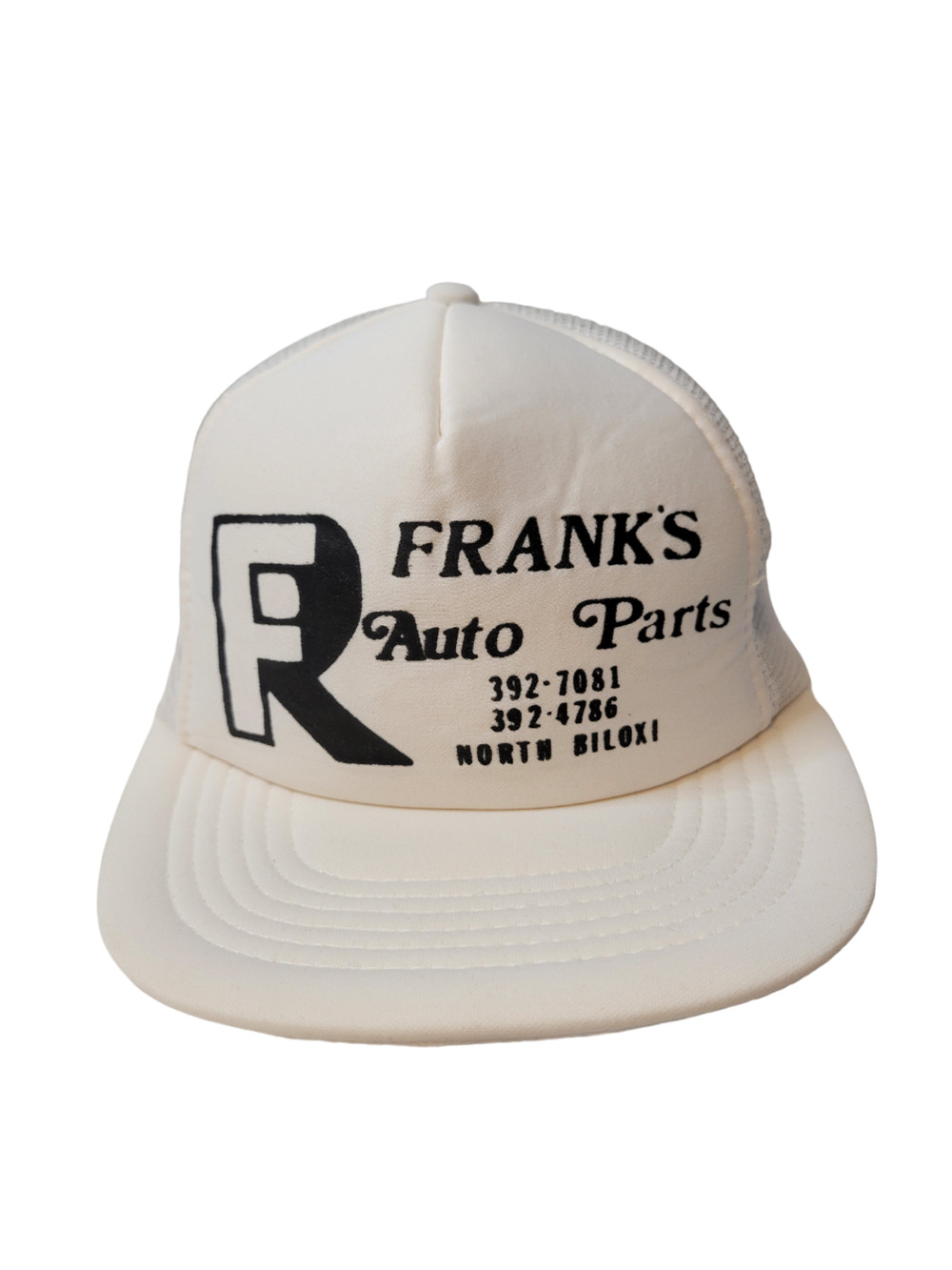 Sportcap White Mesh Flat Brim Franks Auto Parts Men's Trucker Cap Hat Size L